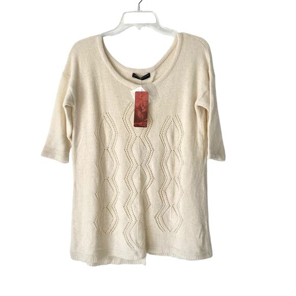 Peruvian Connection NWTs Angelica Pullover Open Back Cream Sweater Medium Alpaca - Picture 1 of 8